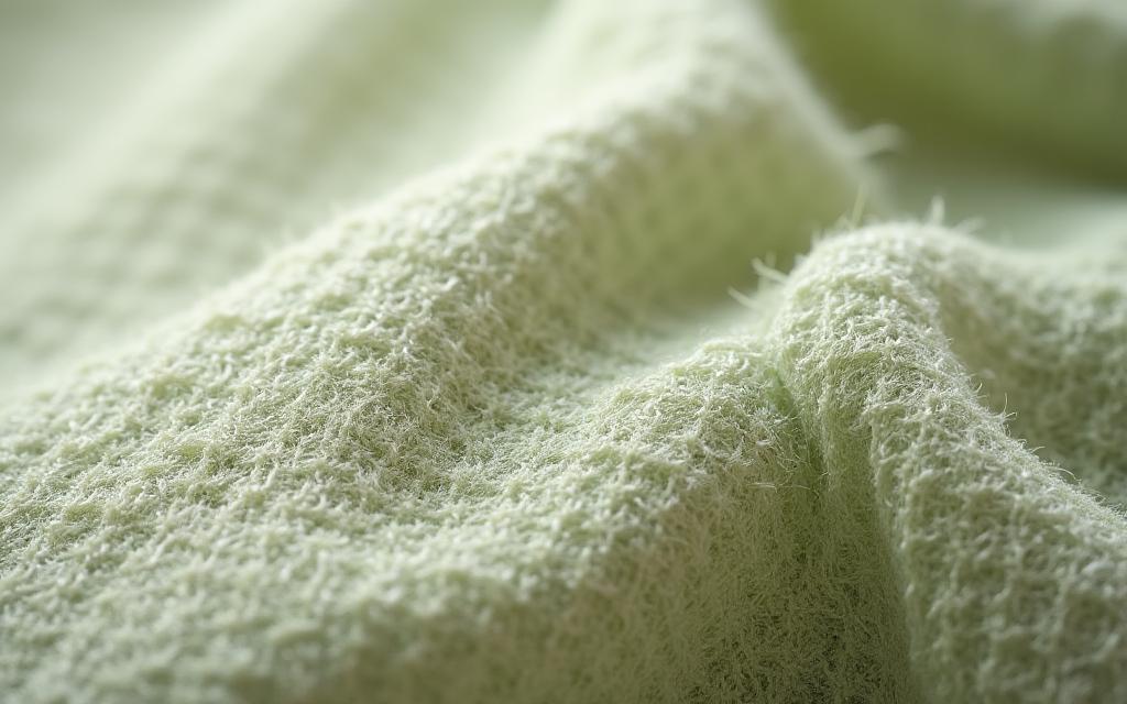 A textured close-up of an eco-friendly fabric made from recycled fibers.